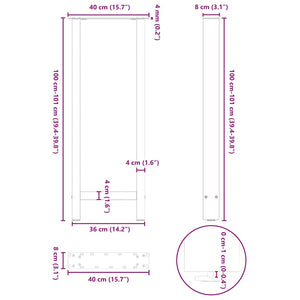 Πόδια Τραπεζιού Μπαρ 2 τεμ. Μαύρα 40x (100-101) εκ. Ατσάλι - Pakobazaar