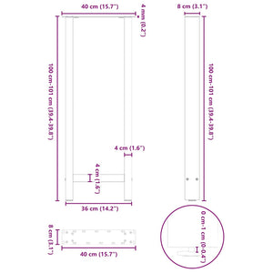 Πόδια Τραπεζιού Μπαρ 2 τεμ. Λευκά 40x (100-101) εκ. Ατσάλι - Pakobazaar
