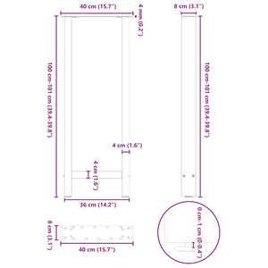 Πόδια Τραπεζιού Μπαρ 2 τεμ. Ανθρακί 40x (100-101) εκ. Ατσάλι - Pakobazaar