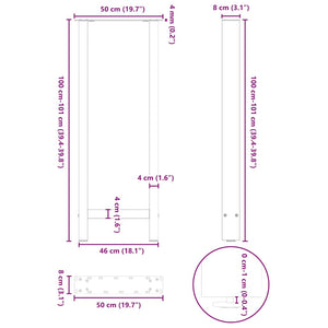Πόδια Τραπεζιού Μπαρ 2 τεμ. Μαύρα 50x(100-101) εκ. Ατσάλι