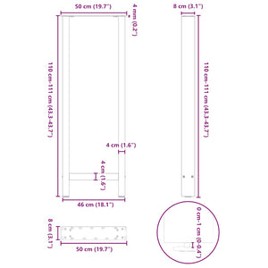 Πόδια Τραπεζιού Μπαρ 2 τεμ. Μαύρα 50x(110-111) εκ. Ατσάλι