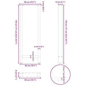 Πόδια Τραπεζιού Μπαρ 2 τεμ. Ανθρακί 50x(110-111) εκ. Ατσάλι