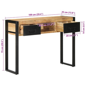 Τραπέζι κονσόλας 100x35x75 cm Στερεό ακατέργαστο ξύλο Mango - Pakobazaar