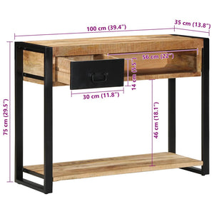 Τραπέζι κονσόλας 100x35x75 cm Στερεό ακατέργαστο ξύλο Mango - Pakobazaar
