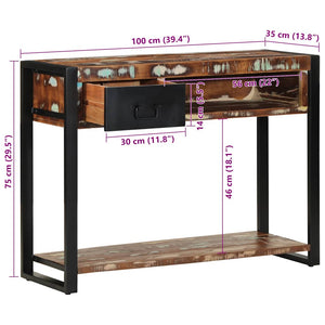 Τραπέζι κονσόλας Πολύχρωμο 100x35x75 cm Στερεό ξύλο ανακτημένο