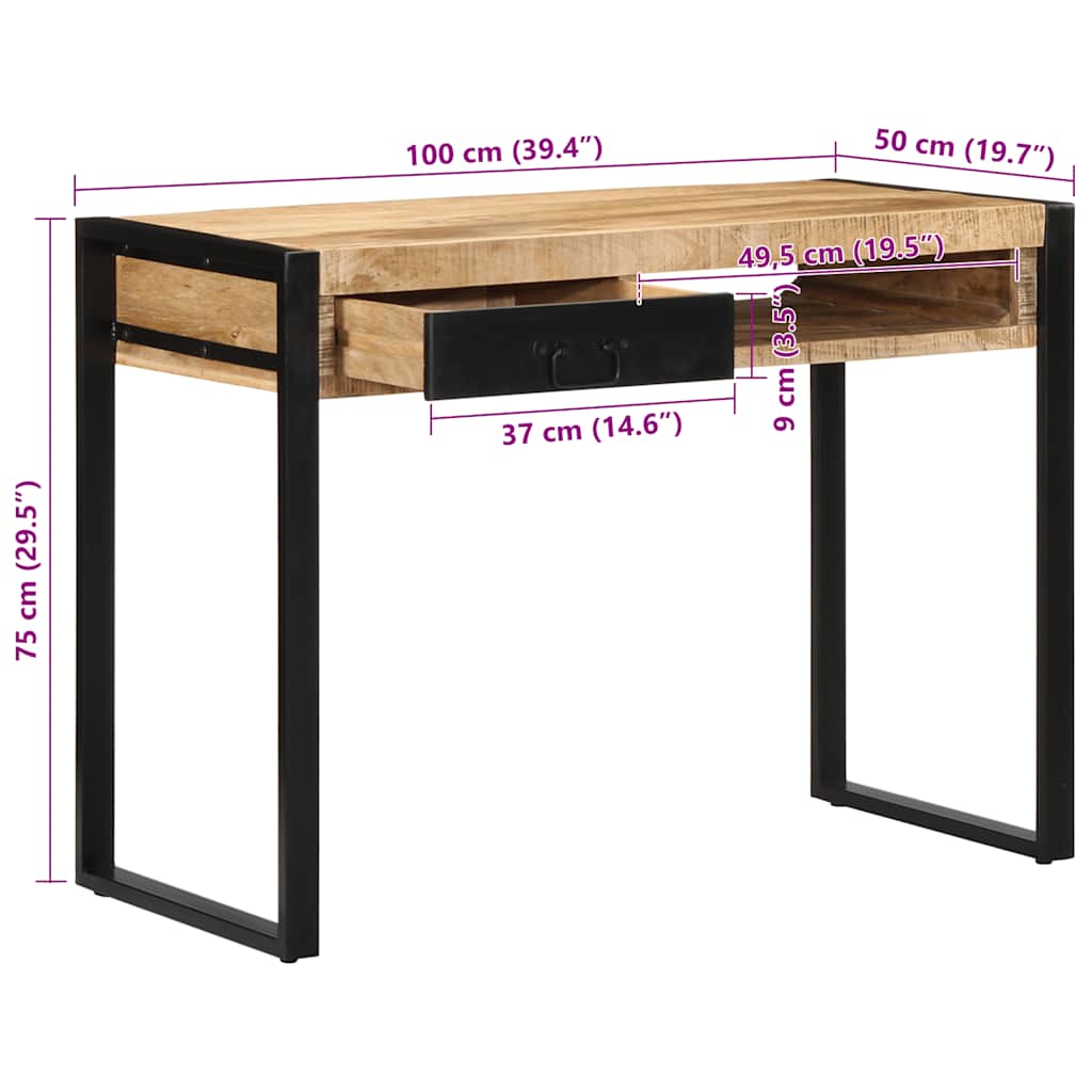 Γραφείο  100x50x75 cm Στερεό ακατέργαστο ξύλο Mango - Pakobazaar