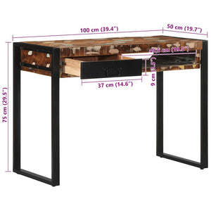 Γραφείο  Πολύχρωμο 100x50x75 cm Στερεό ξύλο αναγεννημένο