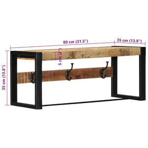 Ράφι για παλτά 80x35x35 cm Στερεό ακατέργαστο ξύλο Mango - Pakobazaar