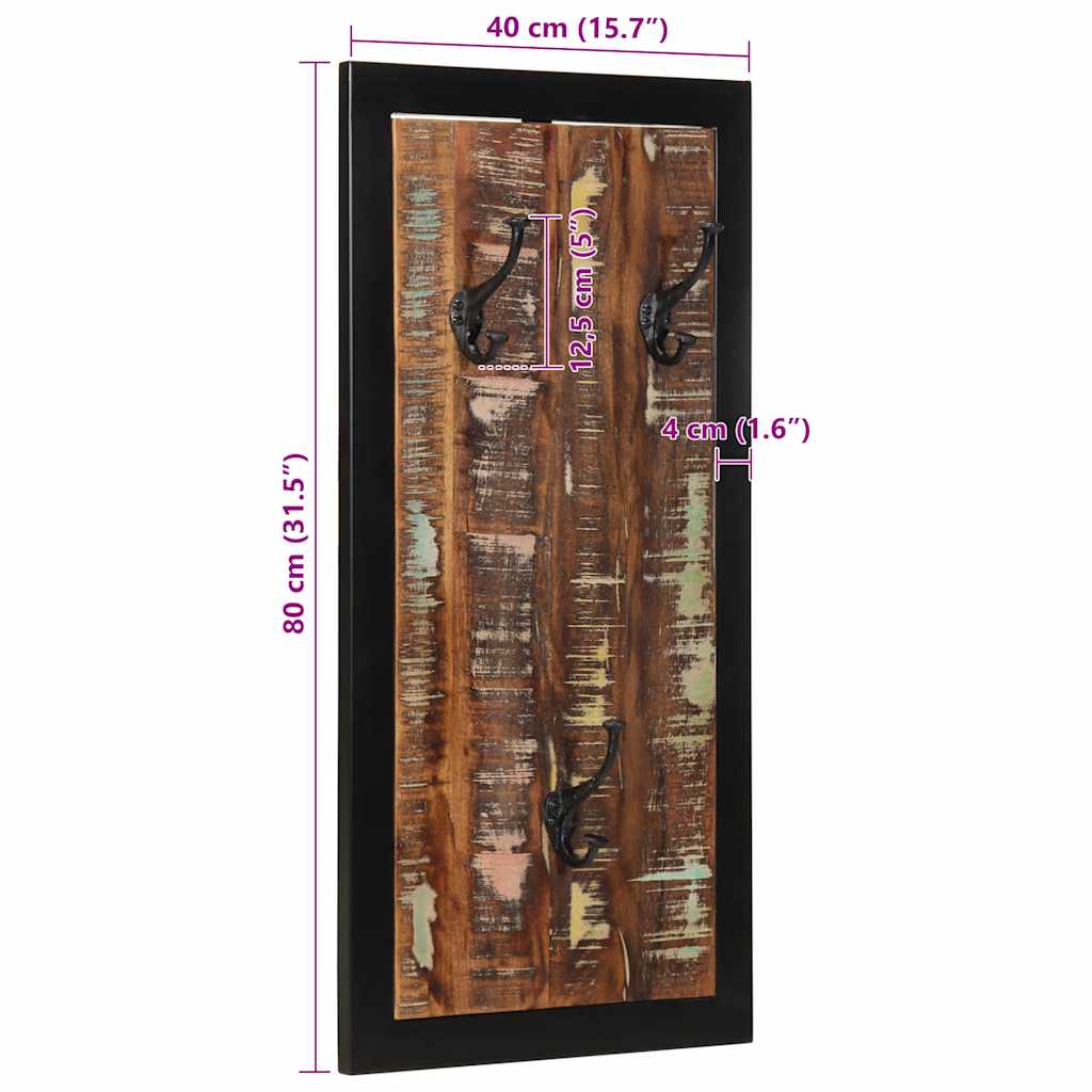 Ράφι για παλτά Πολύχρωμο 40x2x80 cm Ξύλο μασίφ αναγεννημένο