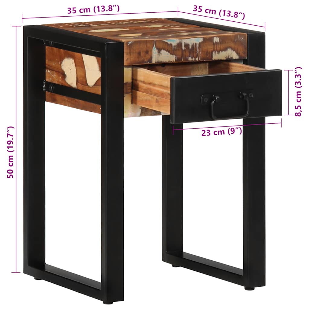 Τραπεζάκι Πολύχρωμο 35x35x50 cm Ξύλο μασίφ αναγεννημένο