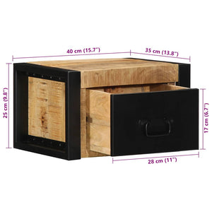 Κομοδίνο 40x35x25 cm Στερεό ακατέργαστο ξύλο Mango