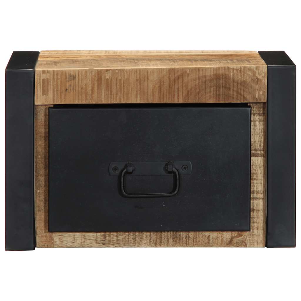 Κομοδίνα 2 τεμάχια 40x35x25 cm Στερεό ακατέργαστο ξύλο Mango - Pakobazaar