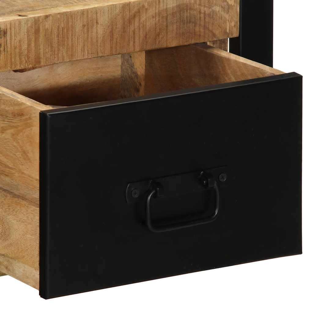 Κομοδίνα 2 τεμάχια 40x35x25 cm Στερεό ακατέργαστο ξύλο Mango - Pakobazaar