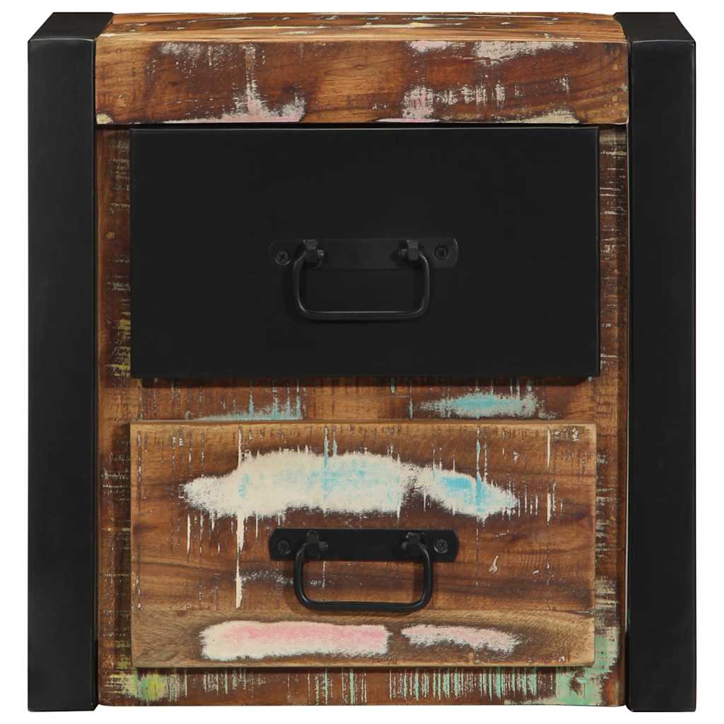 Κομοδίνα 2 τεμάχια Πολύχρωμο 40x35x40cm Ξύλο μασίφ αναγεννημένο - Pakobazaar