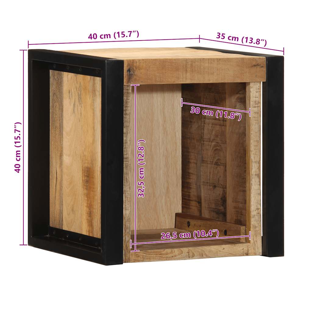 Κομοδίνο 40x35x40 cm Στερεό ακατέργαστο ξύλο Mango - Pakobazaar