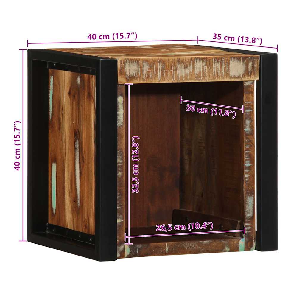 Κομοδίνο Πολύχρωμο 40x35x40 cm Στερεό ξύλο αναγεννημένο - Pakobazaar