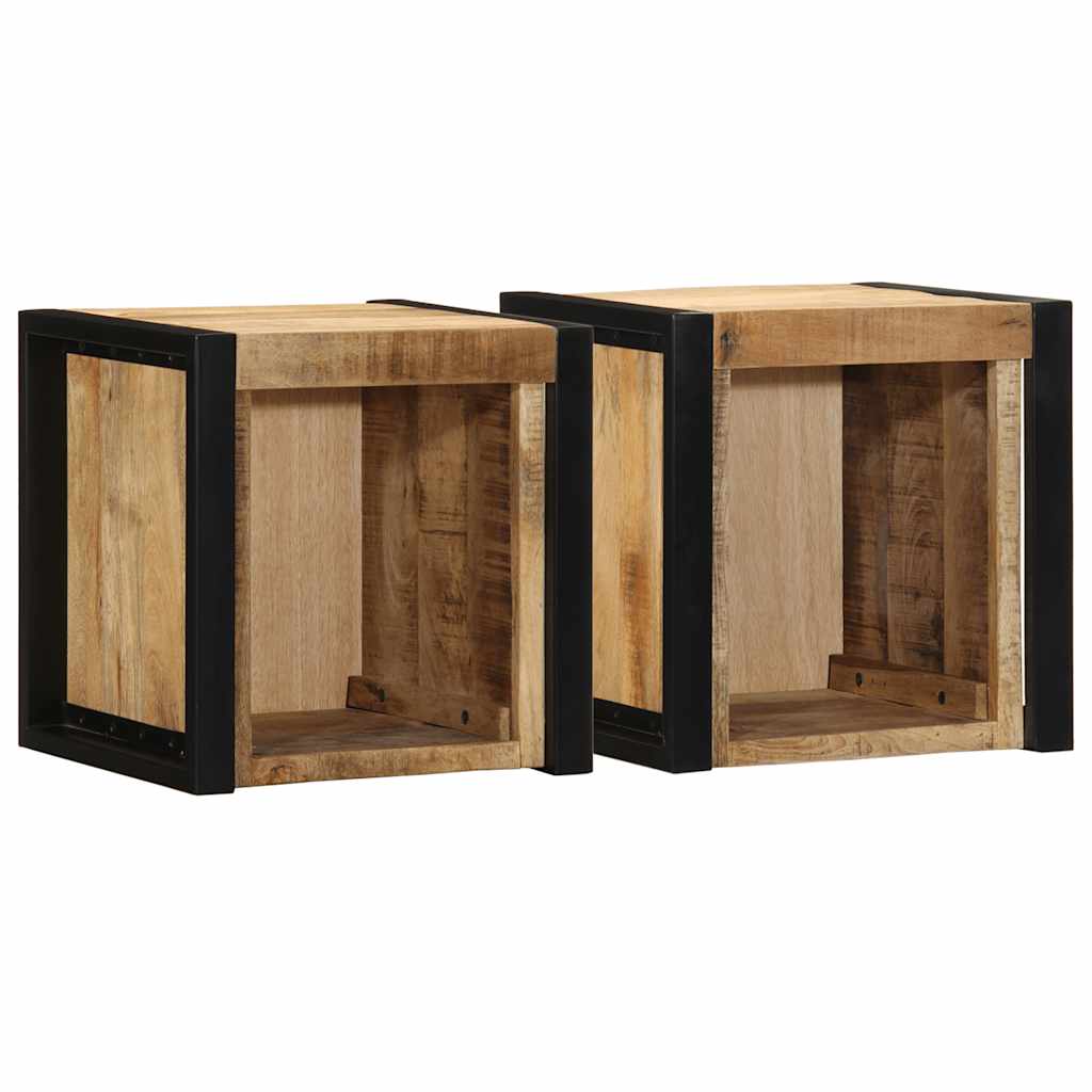 Κομοδίνα 2 τεμάχια 40x35x40 cm Στερεό ακατέργαστο ξύλο Mango