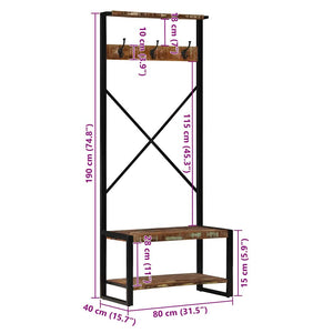 Ράφι για ρούχα Πολύχρωμο 80x40x190 cm Ξύλο μασίφ ανακυκλωμένο