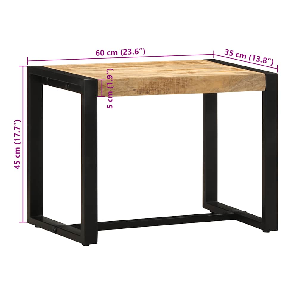 Πάγκος  60x35x45 cm Στερεό ακατέργαστο ξύλο Mango - Pakobazaar