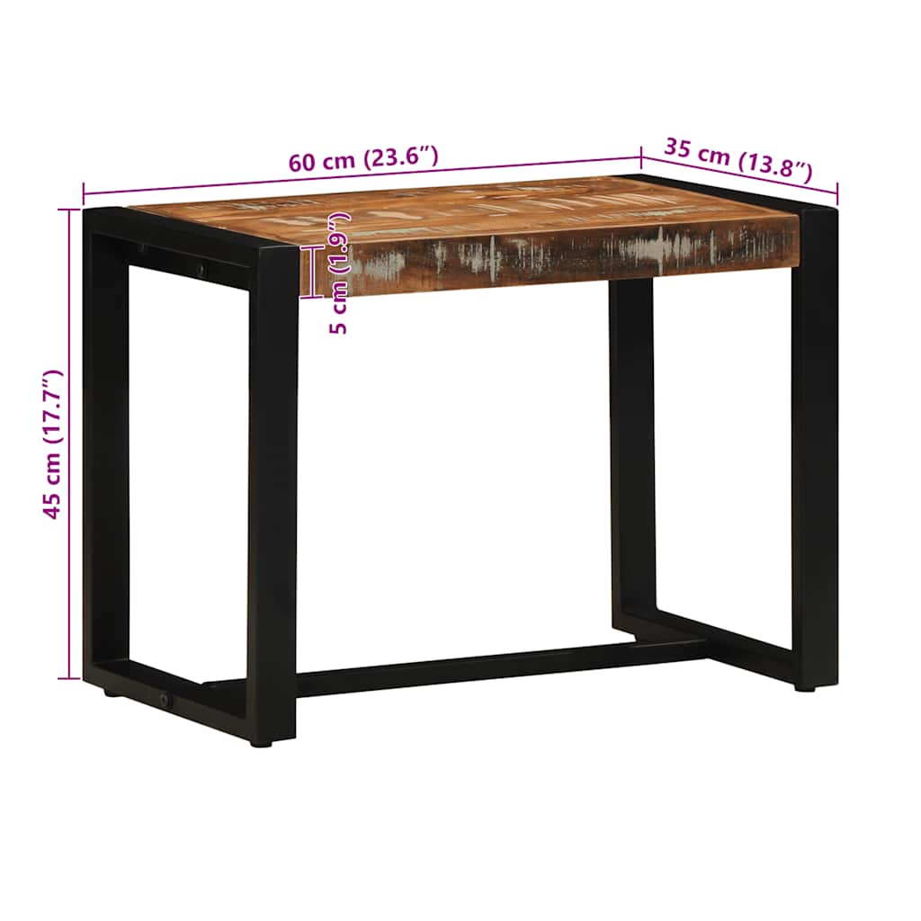 Πάγκος Πολύχρωμος 60x35x45 εκ. από Μασίφ Ξύλο Ανακυκλωμένου Ξύλου - Pakobazaar