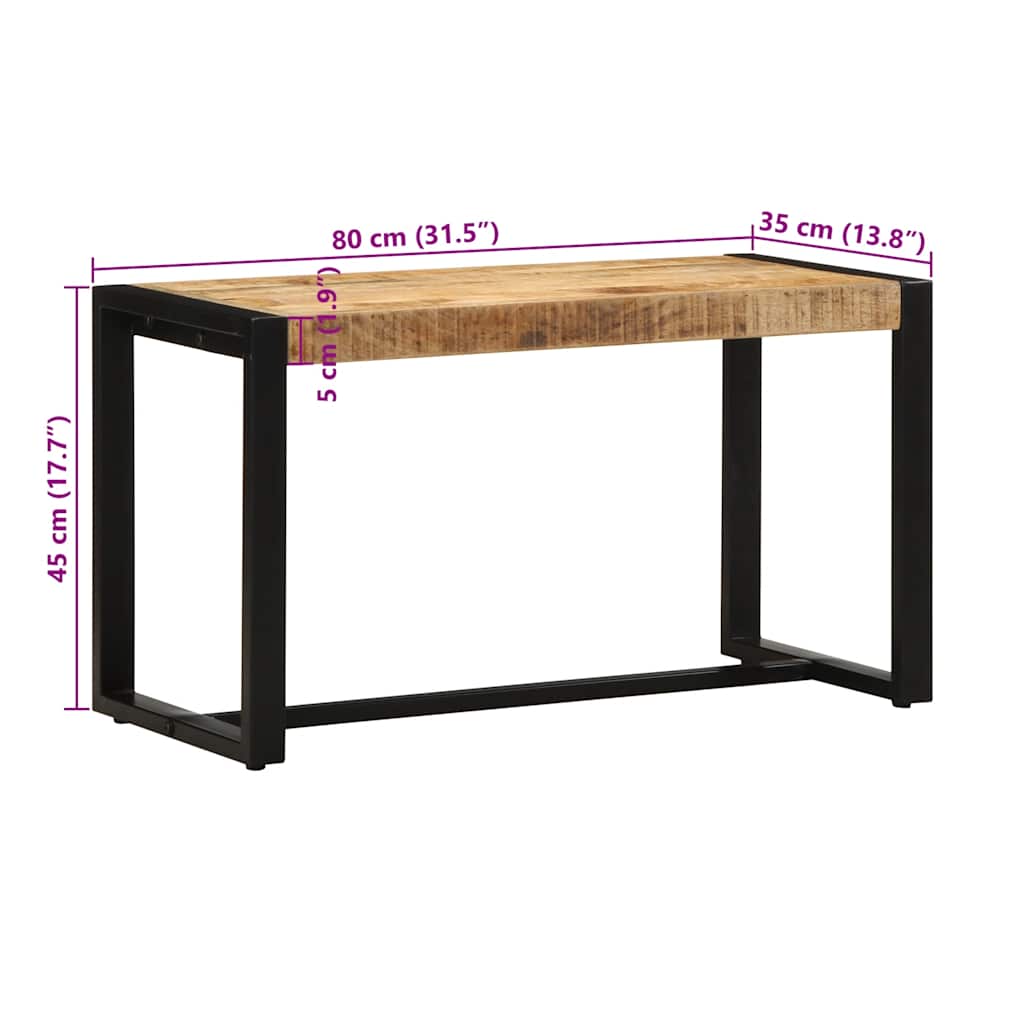 Πάγκος  80x35x45 cm Στερεό ακατέργαστο ξύλο Mango - Pakobazaar