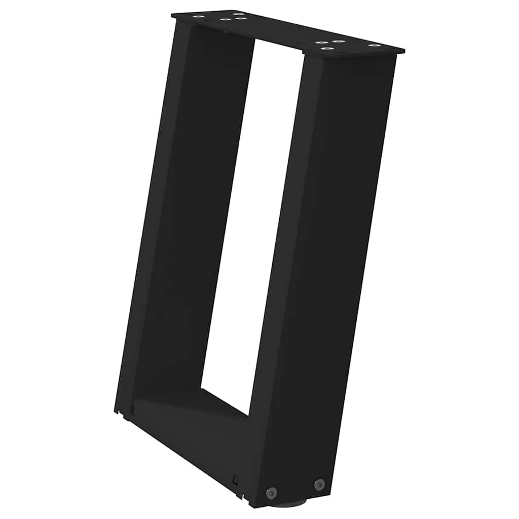 Πόδια Τραπεζιού Σαλονιού σε Σχήμα U, 2 τεμ. Μαύρο, Ατσάλι 28x(42-43) εκ.