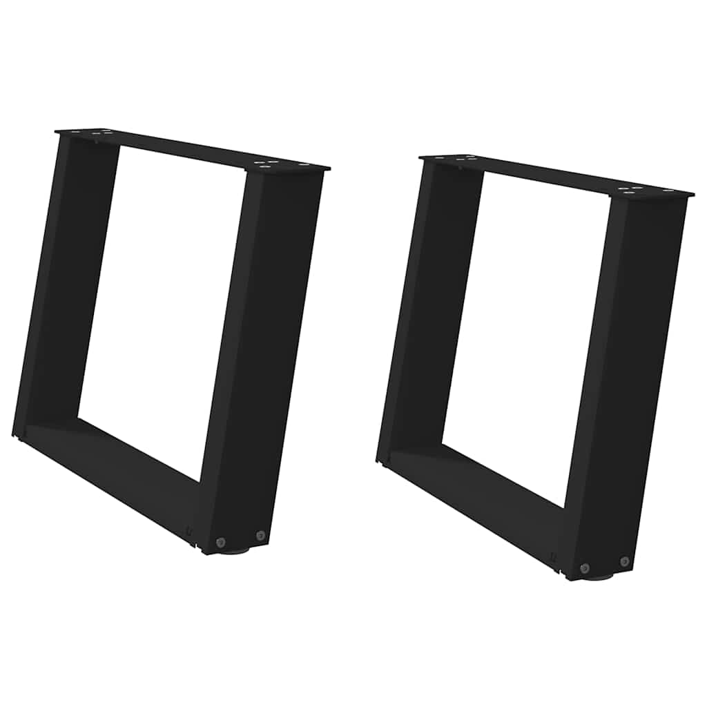 Πόδια Τραπεζιού Σαλονιού σε Σχήμα U 2 τεμ. Μαύρο 60x(42-43) εκ. Ατσάλι