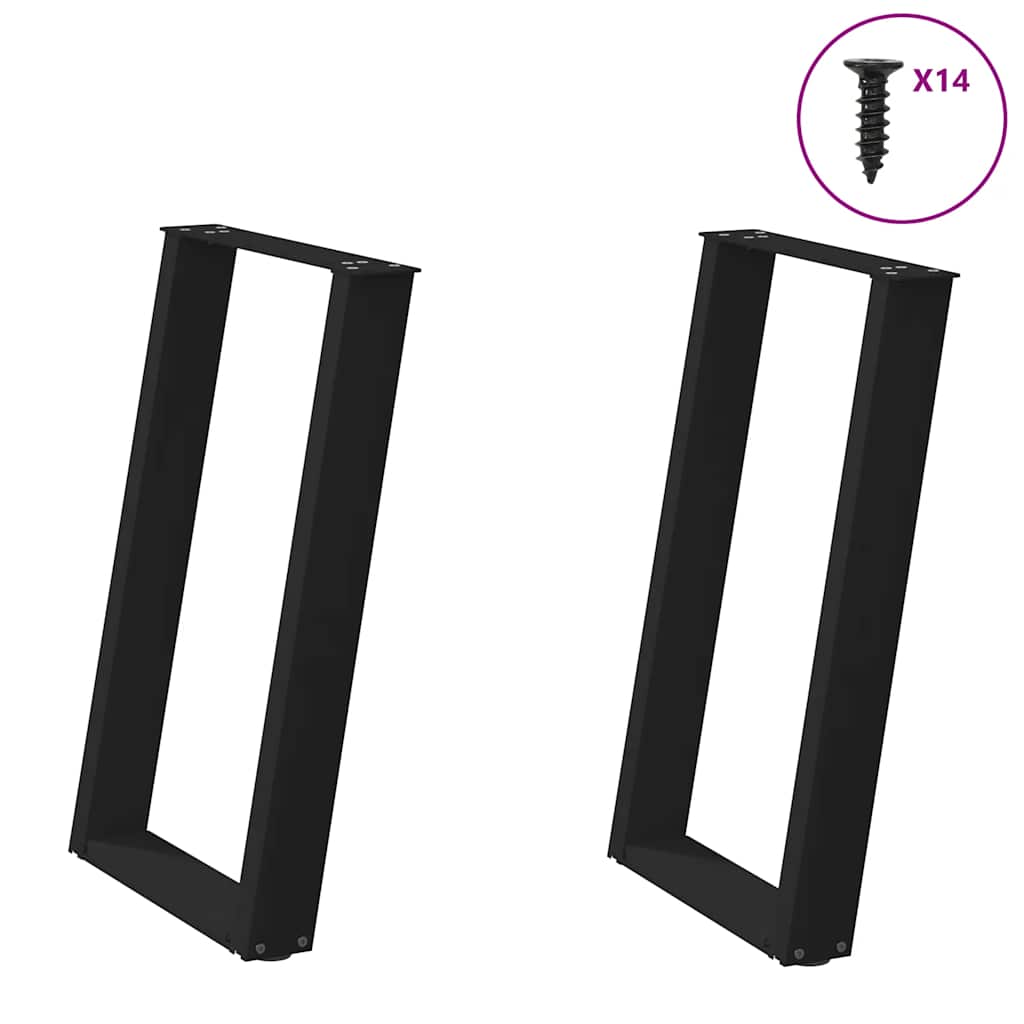Πόδια Τραπεζαρίας σε Σχήμα U 2 τεμ. Μαύρο 60x(72-73) εκ. Ατσάλι