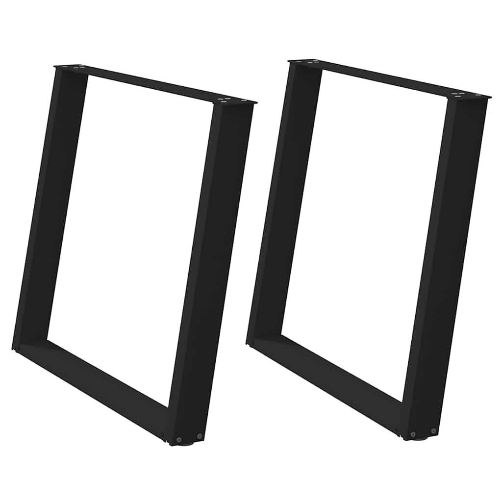 Πόδια Τραπεζαρίας σε Σχήμα U, 2 τεμ. Μαύρο, Ατσάλι 90x(72-73) εκ. - Pakobazaar