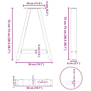 Πόδια Τραπεζαρίας Σχήματος Α 2 τεμ. Ανθρακί 50x(72-73) εκ. Ατσάλι