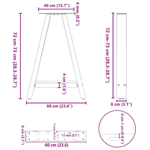 Πόδια Τραπεζαρίας Σχήματος Α 2 τεμ. Μαύρο 60x(72-73) εκ. Ατσάλι - Pakobazaar