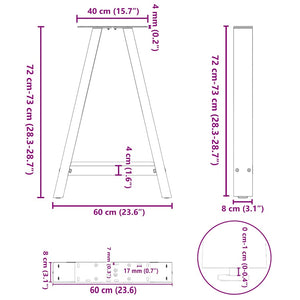 Πόδια Τραπεζαρίας σε Σχήμα Α, 2 τεμ. Λευκά 60x(72-73) εκ. Ατσάλι - Pakobazaar