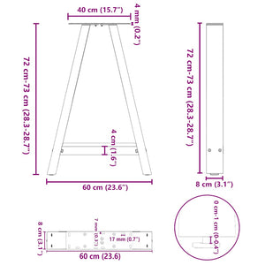 Πόδια Τραπεζαρίας Σχήματος Α 2 τεμ. Ανθρακί 60x(72-73) εκ. Ατσάλι