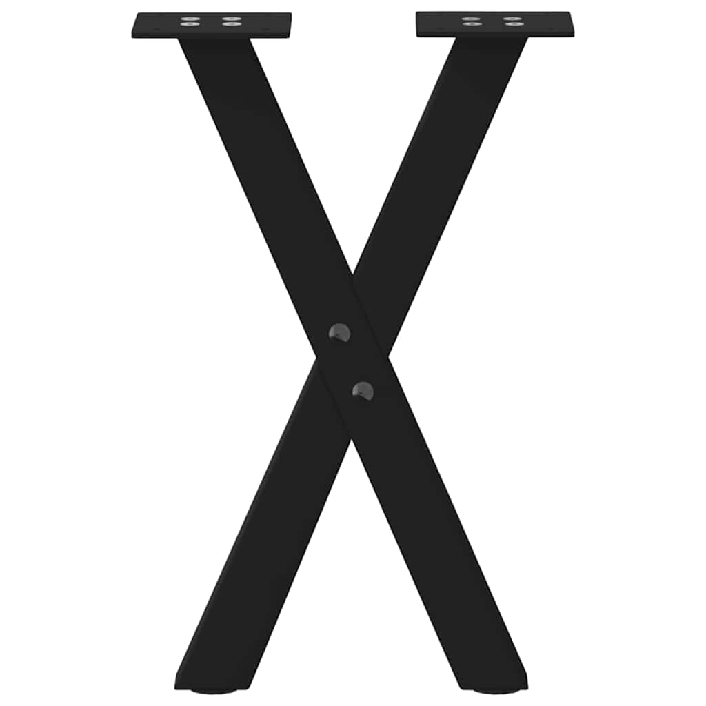 Πόδια Τραπεζιού Σαλονιού σε Σχήμα Χ, 2 τεμ. Μαύρο 28x(42-43) εκ. Ατσάλι