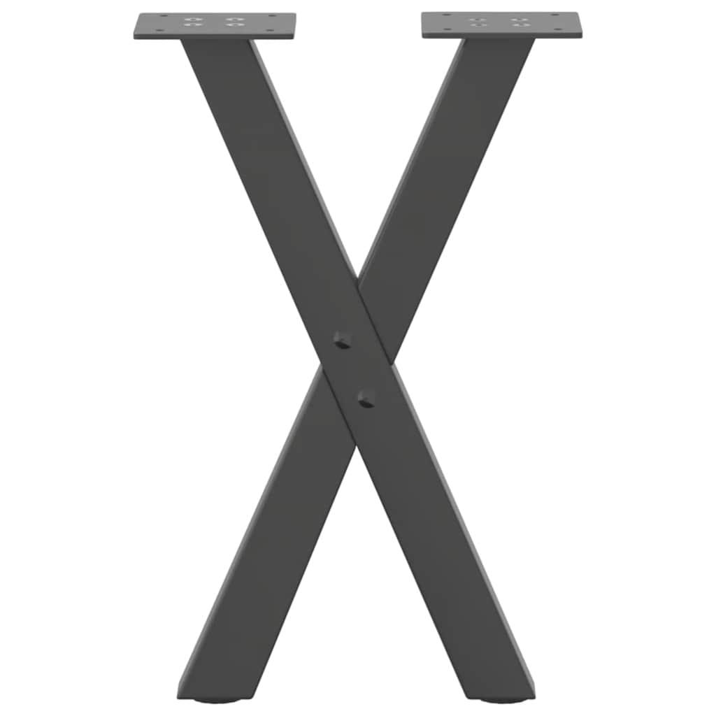 Πόδια Τραπεζιού Σαλονιού σε Σχήμα Χ, 2 τεμ. Ανθρακί 38x(42-43) εκ. Ατσάλι
