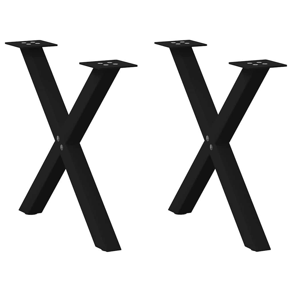 Πόδια Τραπεζιού Σαλονιού σε Σχήμα Χ, 2 τεμ. Μαύρο, Ατσάλι 50x(42-43) εκ.