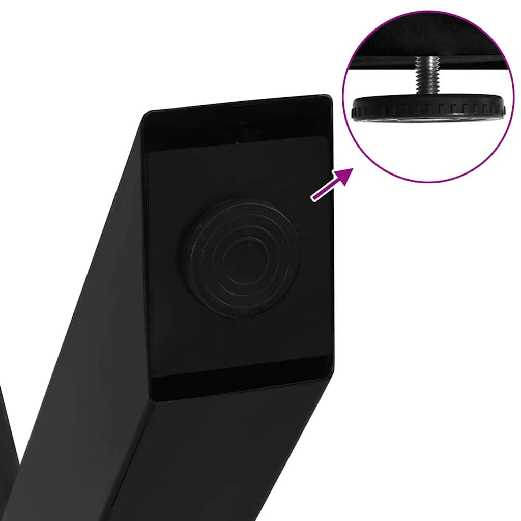 Πόδια Τραπεζιού Σαλονιού σε Σχήμα Χ, 2 τεμ. Μαύρο, Ατσάλι 50x(42-43) εκ.