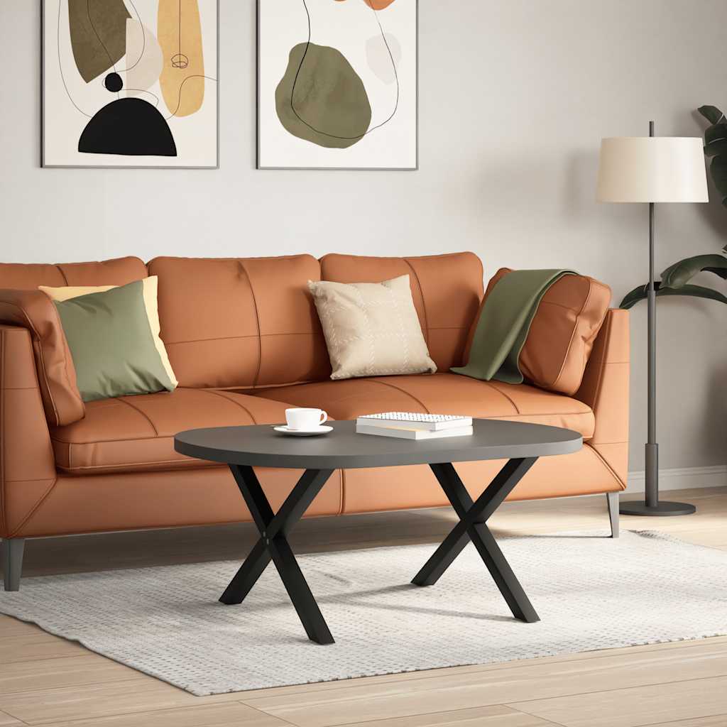 Πόδια Τραπεζιού Σαλονιού σε Σχήμα Χ, 2 τεμ. Μαύρο, Ατσάλι 70x(42-43) εκ.