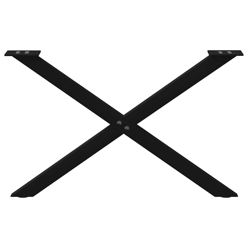 Πόδια Τραπεζιού Σαλονιού σε Σχήμα Χ, 2 τεμ. Μαύρο, Ατσάλι 70x(42-43) εκ.