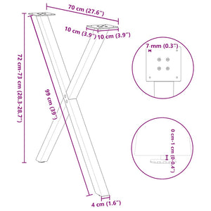 Πόδια Τραπεζαρίας σε Σχήμα Χ 2 τεμ. Ανθρακί 70x(72-73) εκ. Ατσάλι