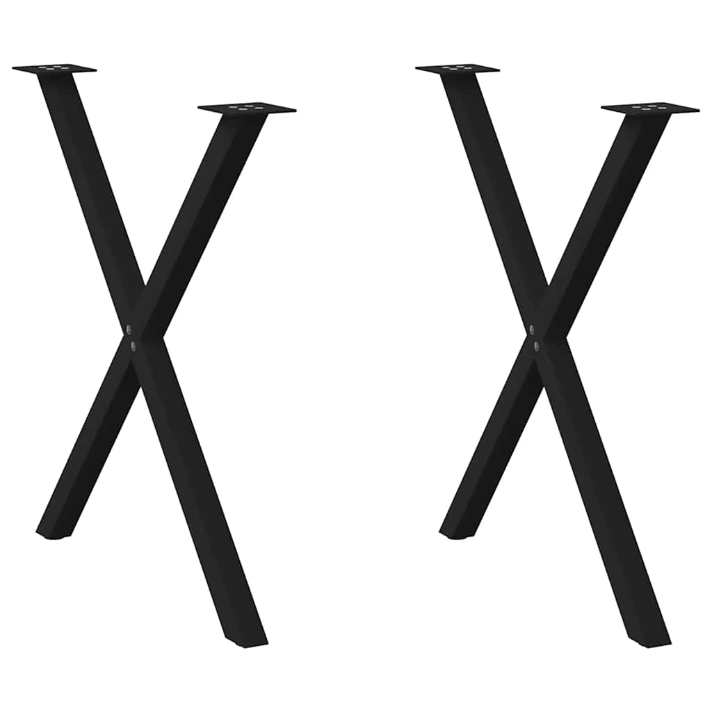 Πόδια Τραπεζαρίας σε Σχήμα Χ, 2 τεμ. Μαύρο, Ατσάλι 80x(72-73) εκ.