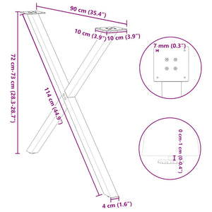 Πόδια Τραπεζαρίας σε Σχήμα Χ, 2 τεμ. Λευκά 90x(72-73) εκ. Ατσάλι - Pakobazaar