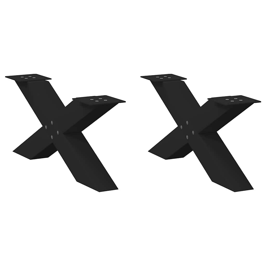 Πόδια Τραπεζιού Σαλονιού σε Σχήμα Χ, 2 τεμ. Μαύρο, Ατσάλι 70x(30-31) εκ.