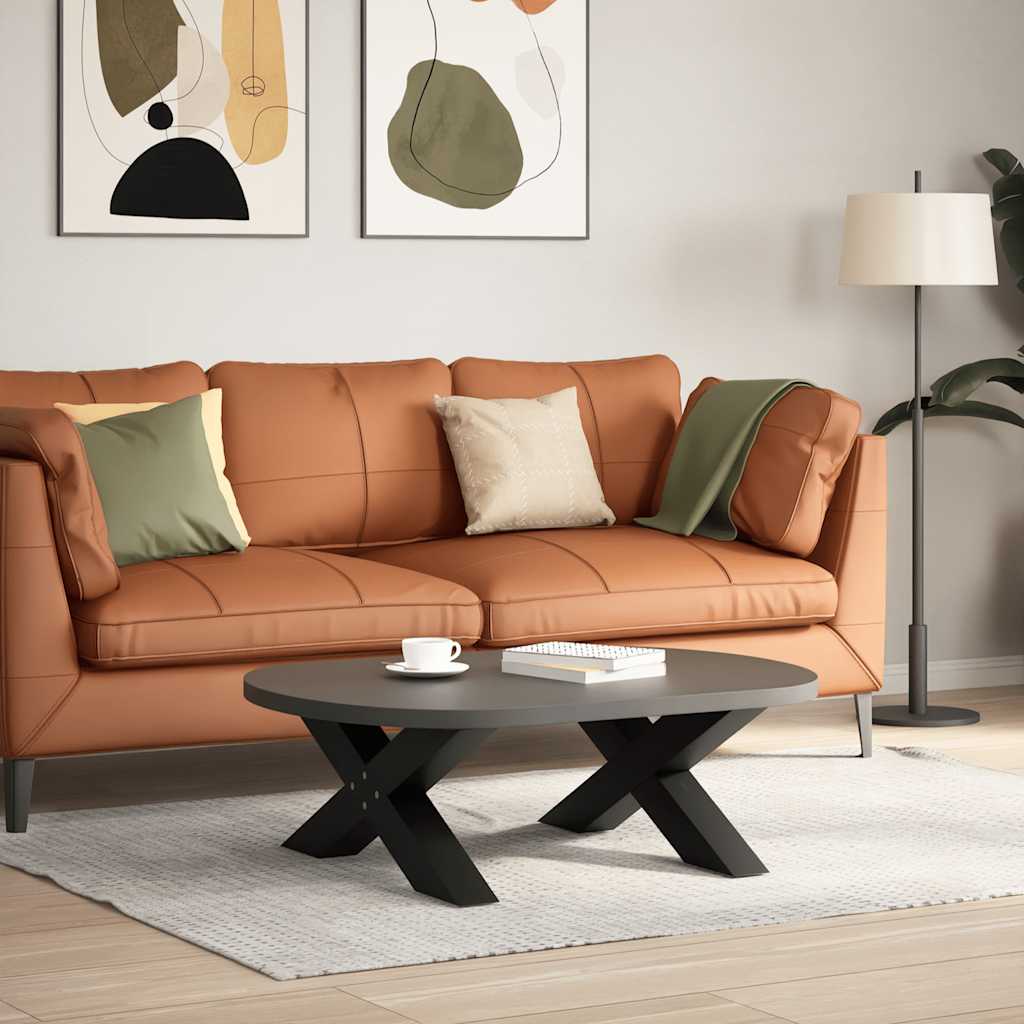 Πόδια Τραπεζιού Σαλονιού σε Σχήμα Χ, 2 τεμ. Μαύρο, Ατσάλι 70x(30-31) εκ.