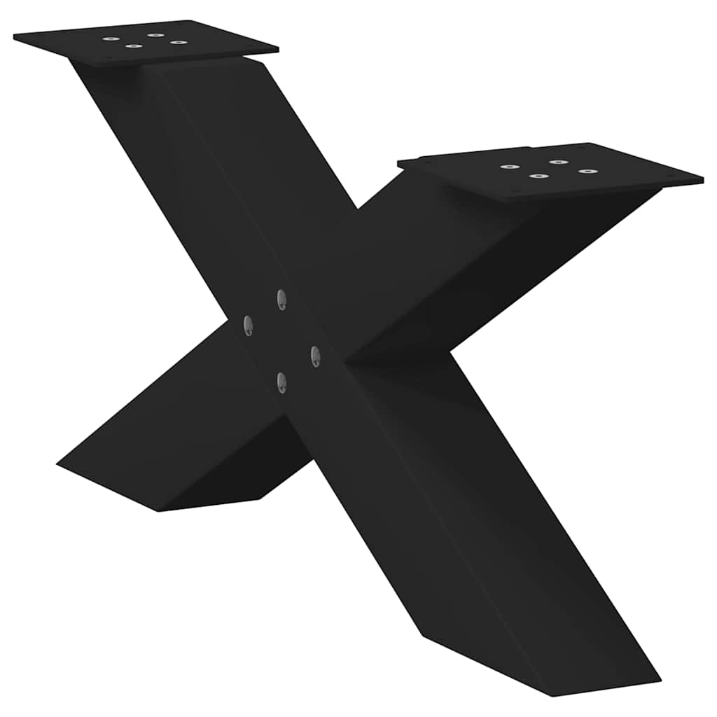 Πόδια Τραπεζιού Σαλονιού σε Σχήμα Χ, 2 τεμ. Μαύρο, Ατσάλι 70x(30-31) εκ.