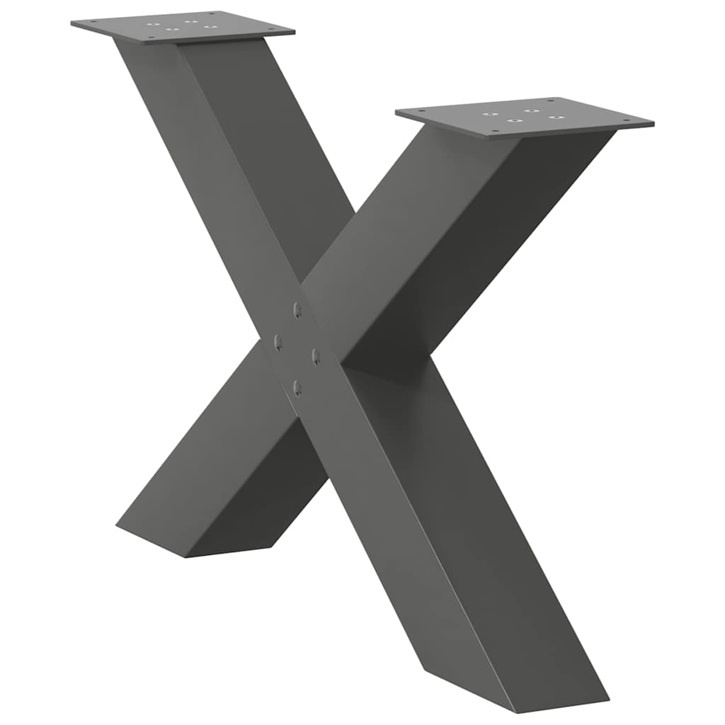 Πόδια Τραπεζιού Σαλονιού σε Σχήμα Χ, 2 τεμ. Ανθρακί 70x(42-43) εκ. Ατσάλι