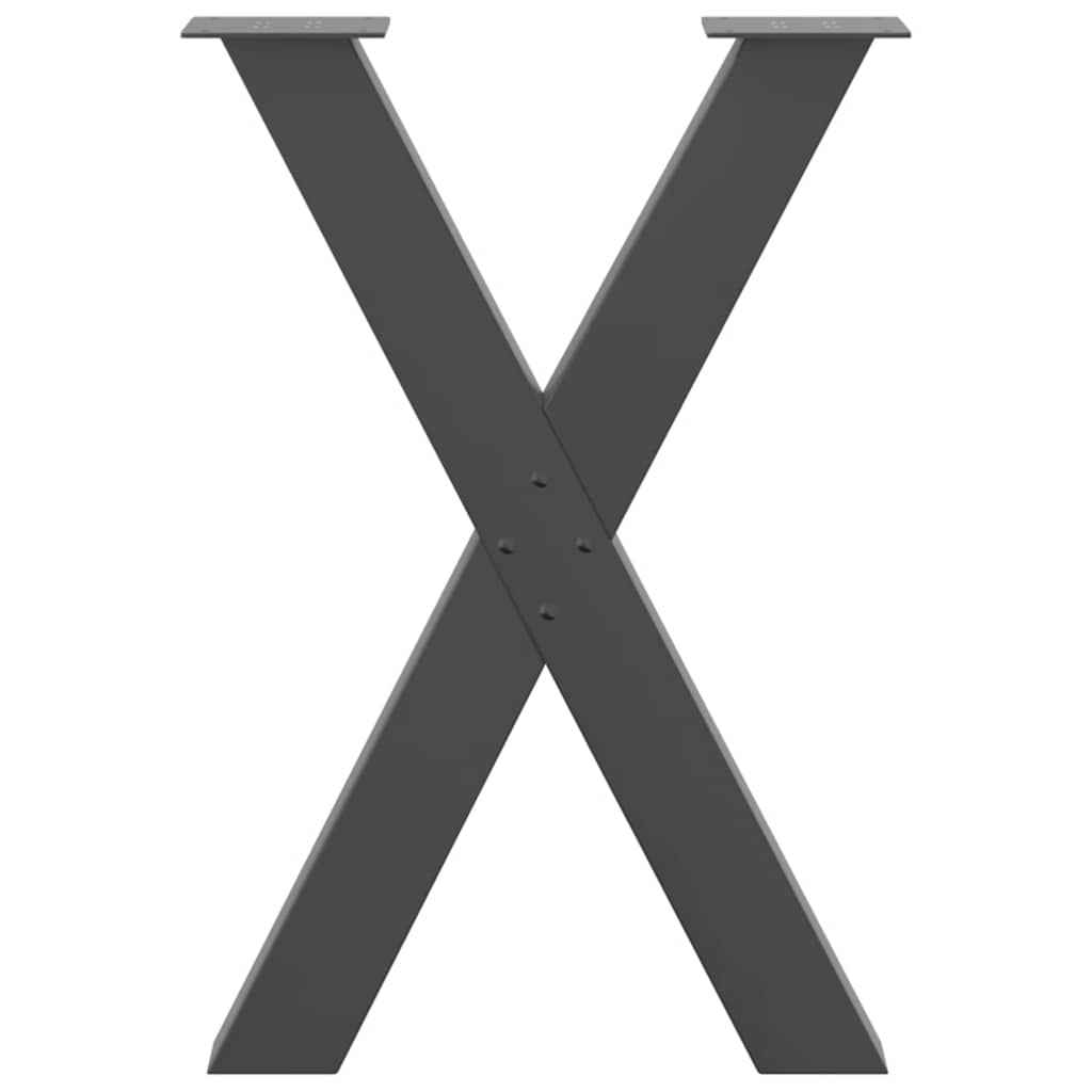 Πόδια Τραπεζαρίας σε Σχήμα Χ 2 τεμ. Ανθρακί 50x(72-73) εκ. Ατσάλι