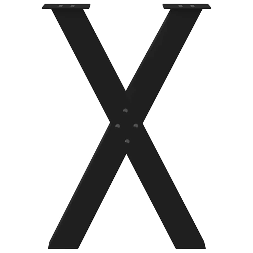 Πόδια Τραπεζαρίας σε Σχήμα Χ, 2 τεμ. Μαύρο, Ατσάλι 60x(72-73) εκ. - Pakobazaar