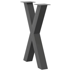 Πόδια Τραπεζαρίας σε Σχήμα Χ, 2 τεμ. Ανθρακί 60x(72-73) εκ. Ατσάλι