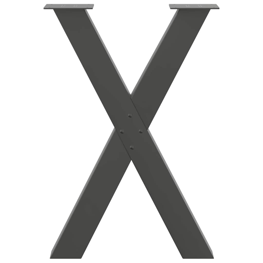 Πόδια Τραπεζαρίας σε Σχήμα Χ, 2 τεμ. Ανθρακί 60x(72-73) εκ. Ατσάλι